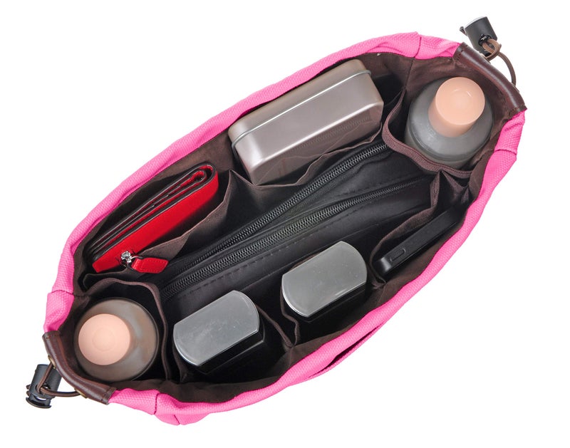 Vercord Canvas Handbag Organizers, Sturdy Purse Insert Organizer Bag in Bag, 10 Pockets Color Rose Small - Image 3
